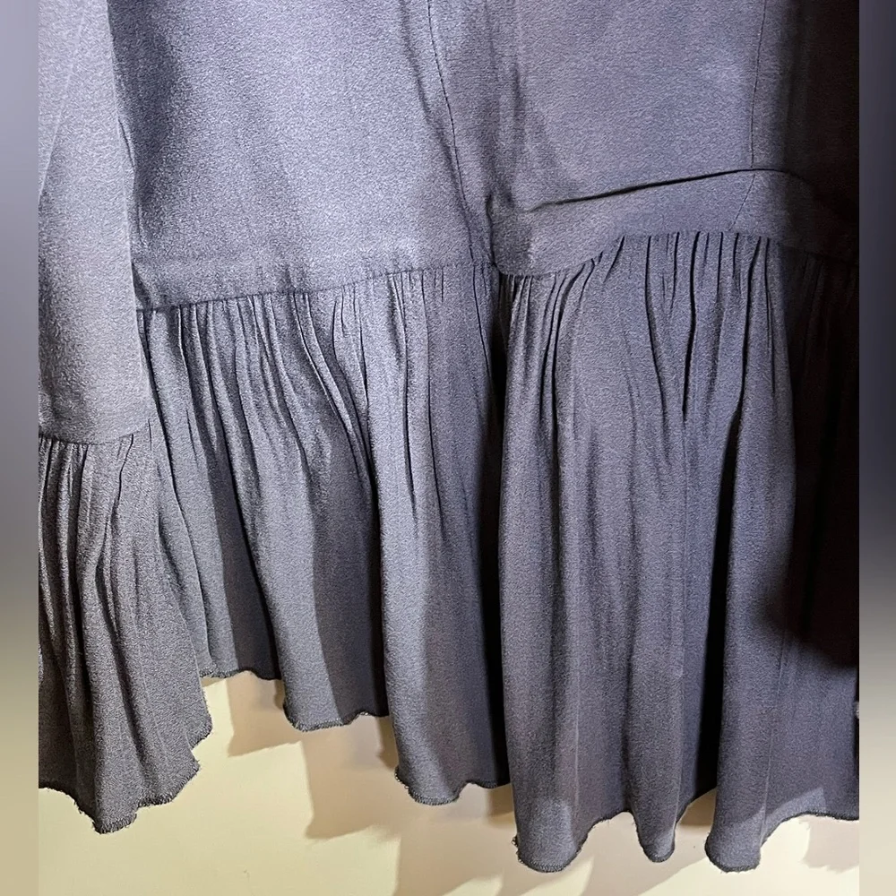 Torrid Ruffle Hem Military Jacket Coat Gray Button Front Size 0 Stretch - Picture 4 of 11